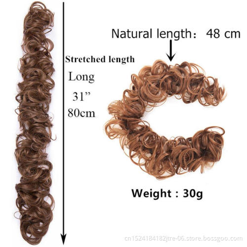 Wrap Messy Hair Bun Extensions Wavy Curly Hair Donut Chignon Ponytail, Synthetic Hair Rope Elastic Band Updo